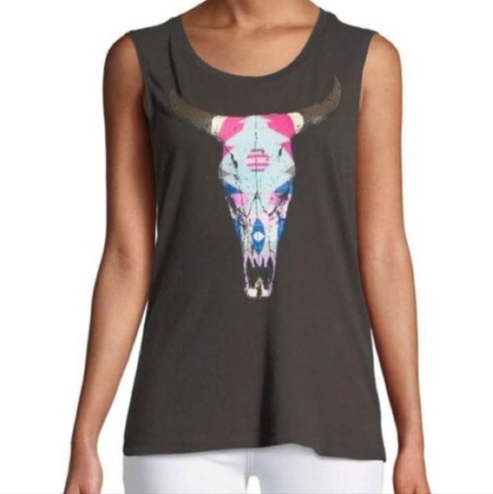NWT Revolve Chaser Aztec Boho Skull Tank T-Shirt